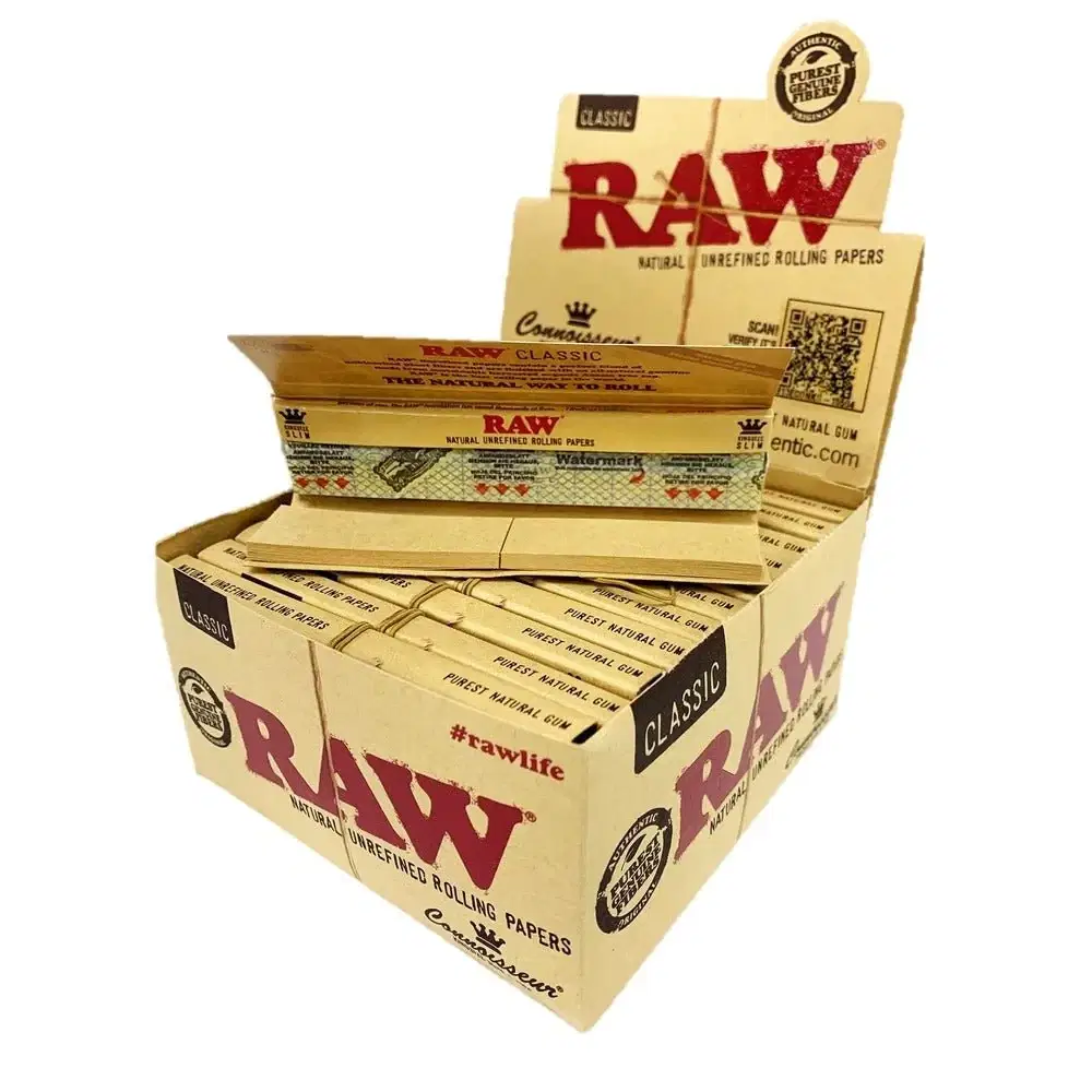 Raw Classic Connoisseur King size Slim + Tips -  (Pack of 24)