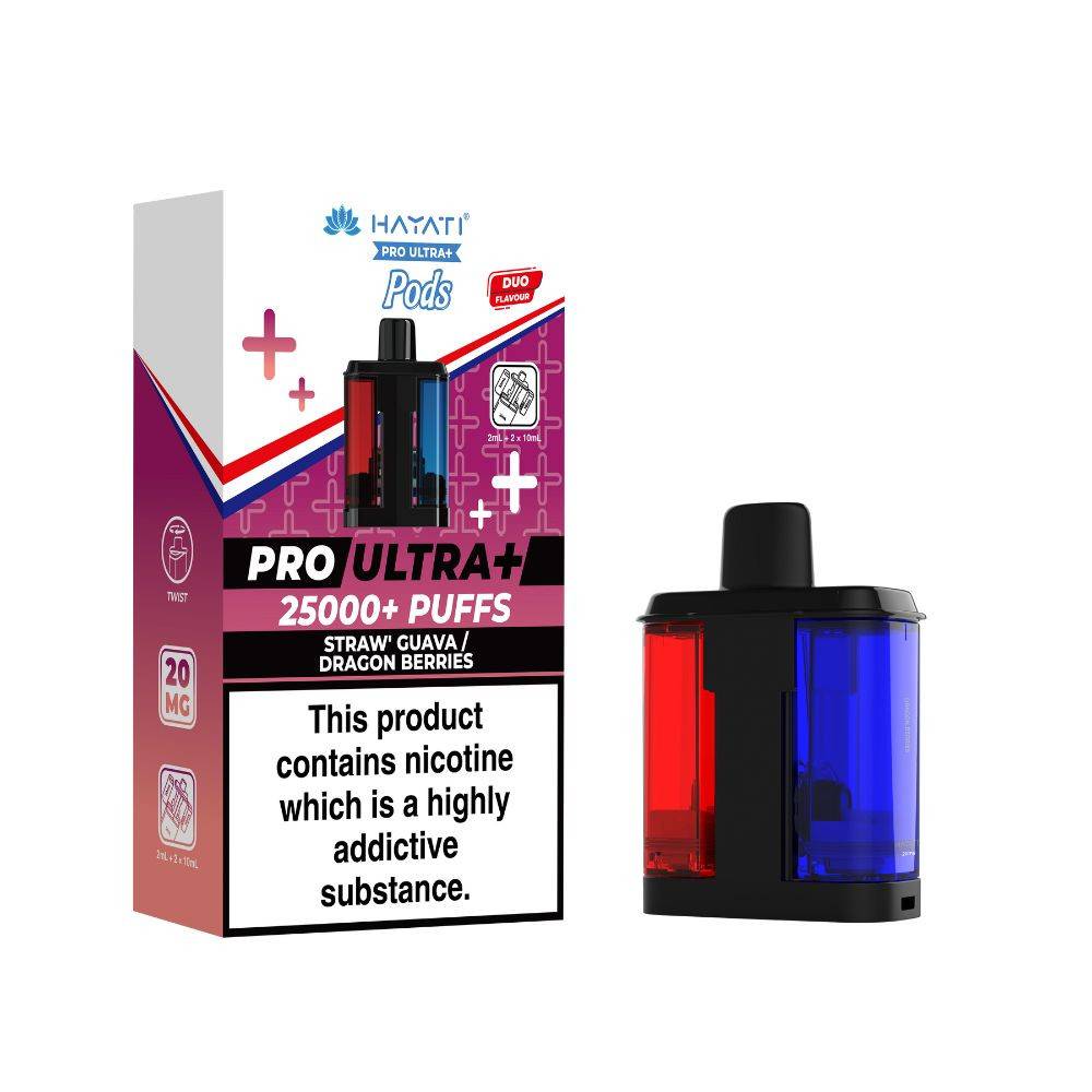 Hayati Pro Ultra Plus 25K Pods Pack of 5 Strawberry Guava Dragon Berries