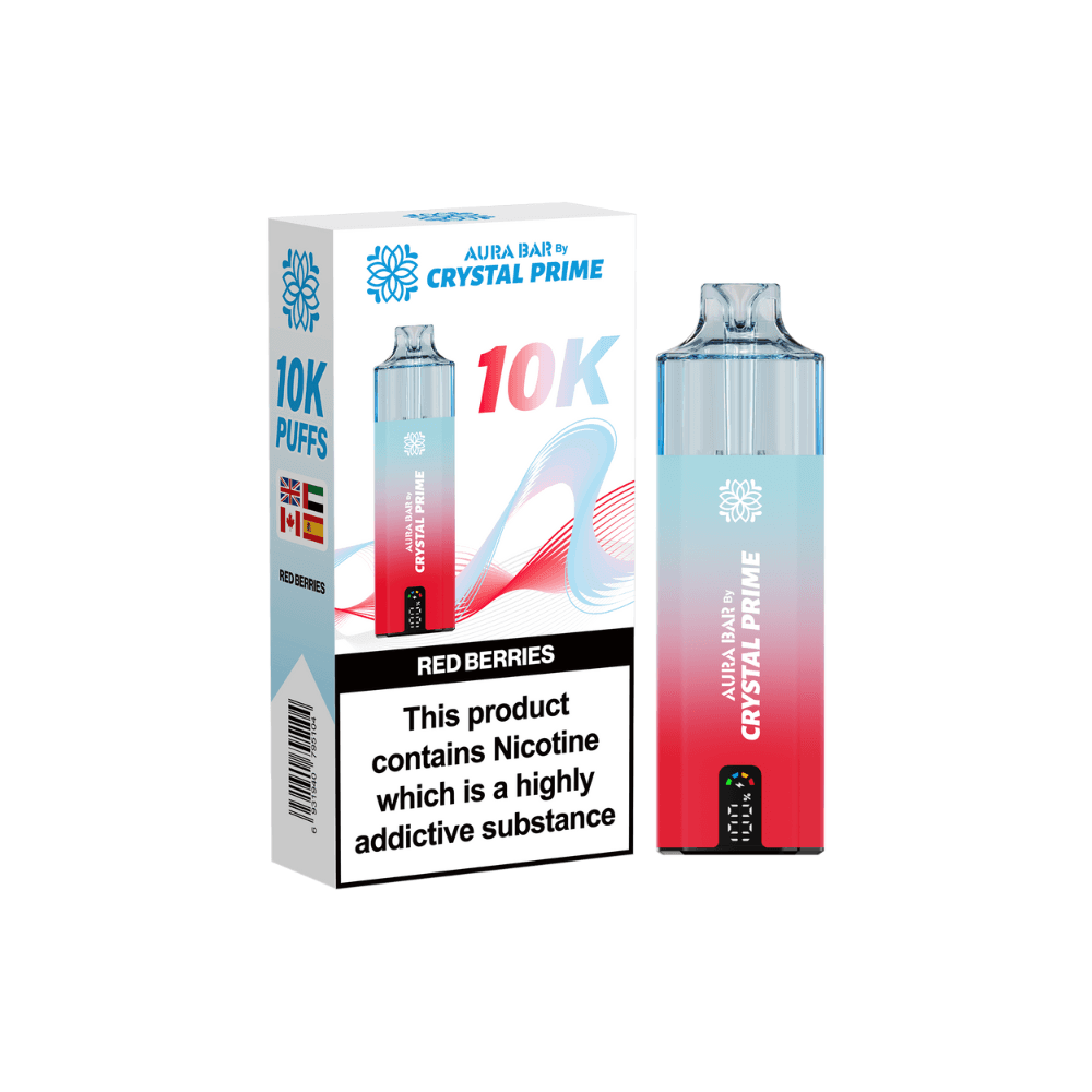 Crystal Prime Aura Bar 10k Vape Kit Box of 5 Red Berries