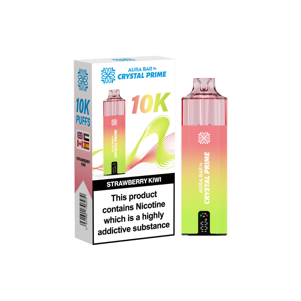 Crystal Prime Aura Bar 10k Vape Kit Box of 5 Strawberry Kiwi