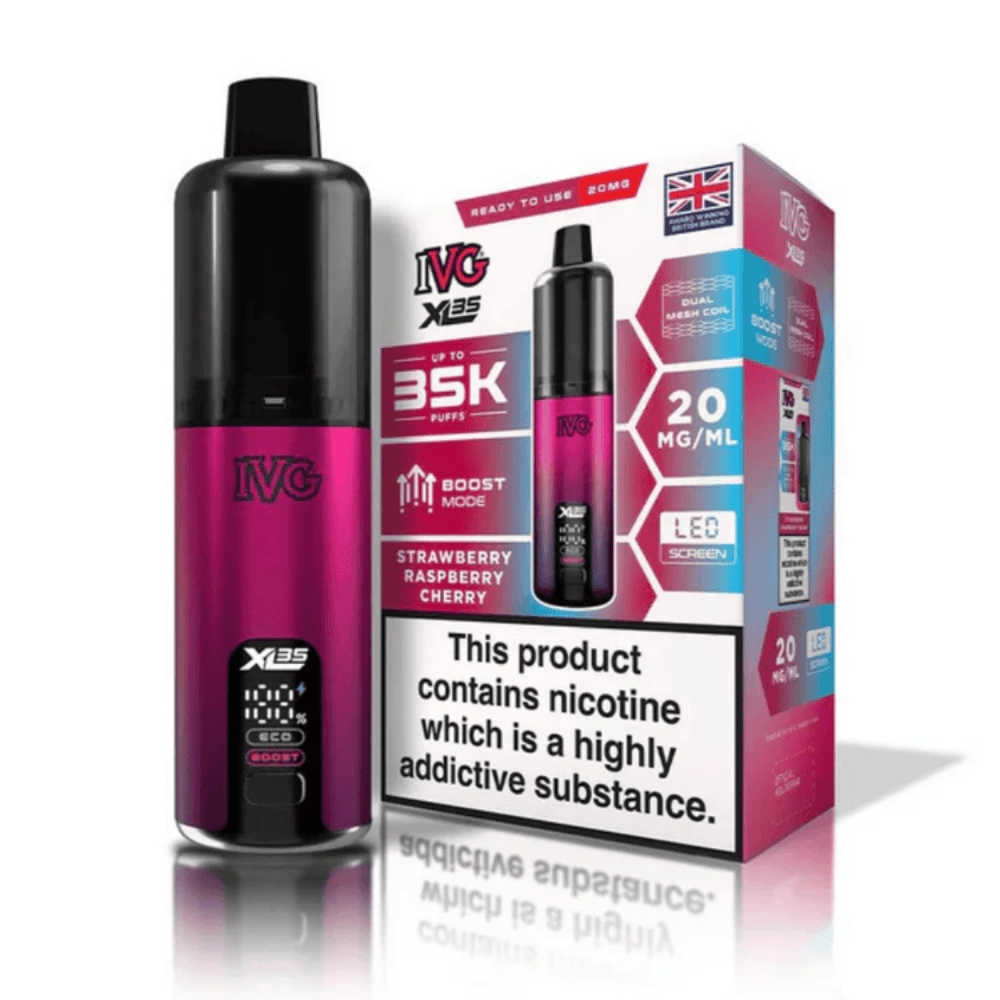 IVG XL 35k Prefilled Vape Kit Box of 5 Strawberry Raspberry Cherry Ice