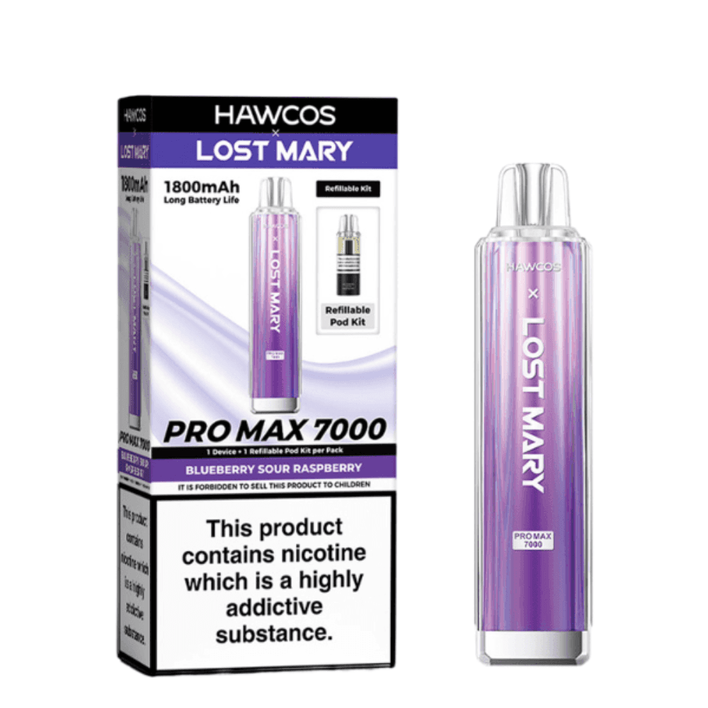 Hawcos x Lost Mary Pro Max 7000 Box of 10 Blueberry Sour Raspberry
