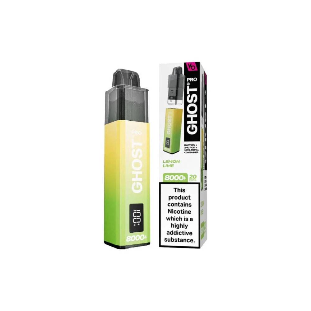 Ghost Pro 8000 Prefilled Vape Kit Box of 5 Lemon Lime