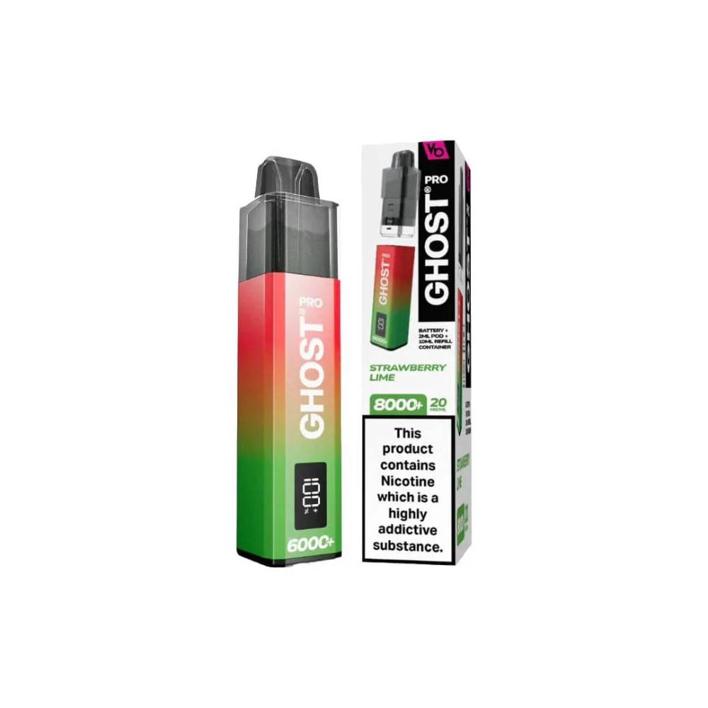 Ghost Pro 8000 Prefilled Vape Kit Box of 5 Strawberry Lime