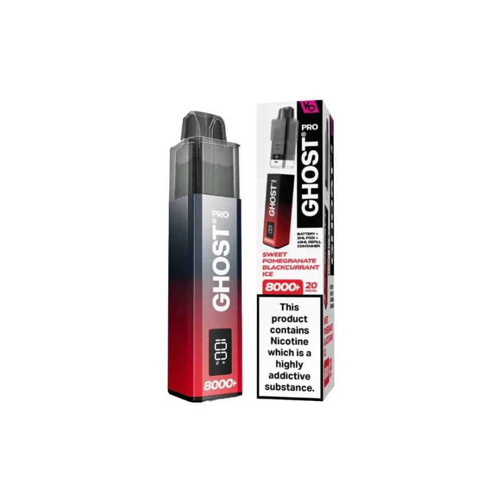 Ghost Pro 8000 Prefilled Vape Kit Box of 5 Sweet Pomegranate Blackcurrant Ice