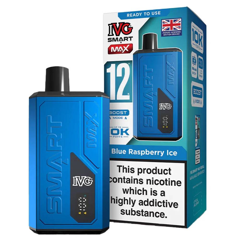 IVG Smart Max 10k Vape Kit Box of 5 Blue Raspberry Ice