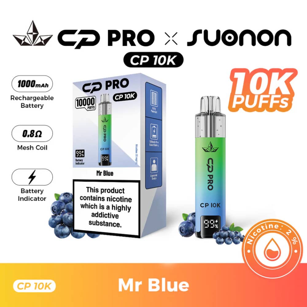Crystal Pro CP 10k Vape Kit Box of 5 Mr Blue