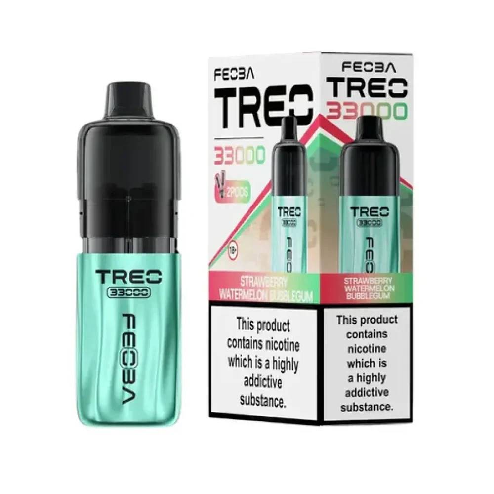 Feoba Treo 33k Prefilled Vape it Box of 5 Strawberry Watermelon Bubblegum