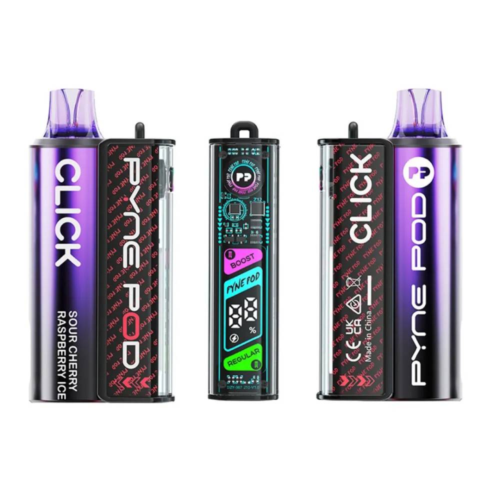 Pyne Pod Click 10k Vape Kit Box of 5 Sour Cherry Raspberry