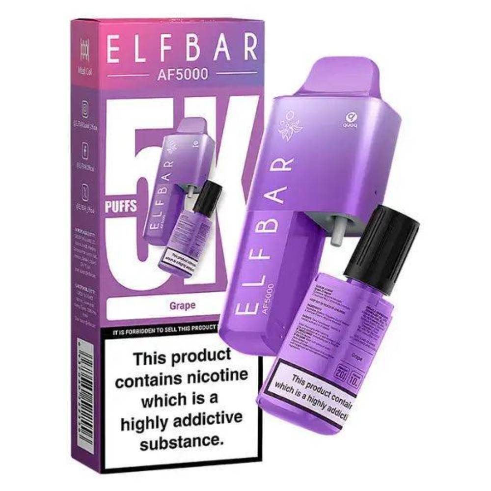 Elf Bar Af5000 Vape Kit Box of 5 Grape