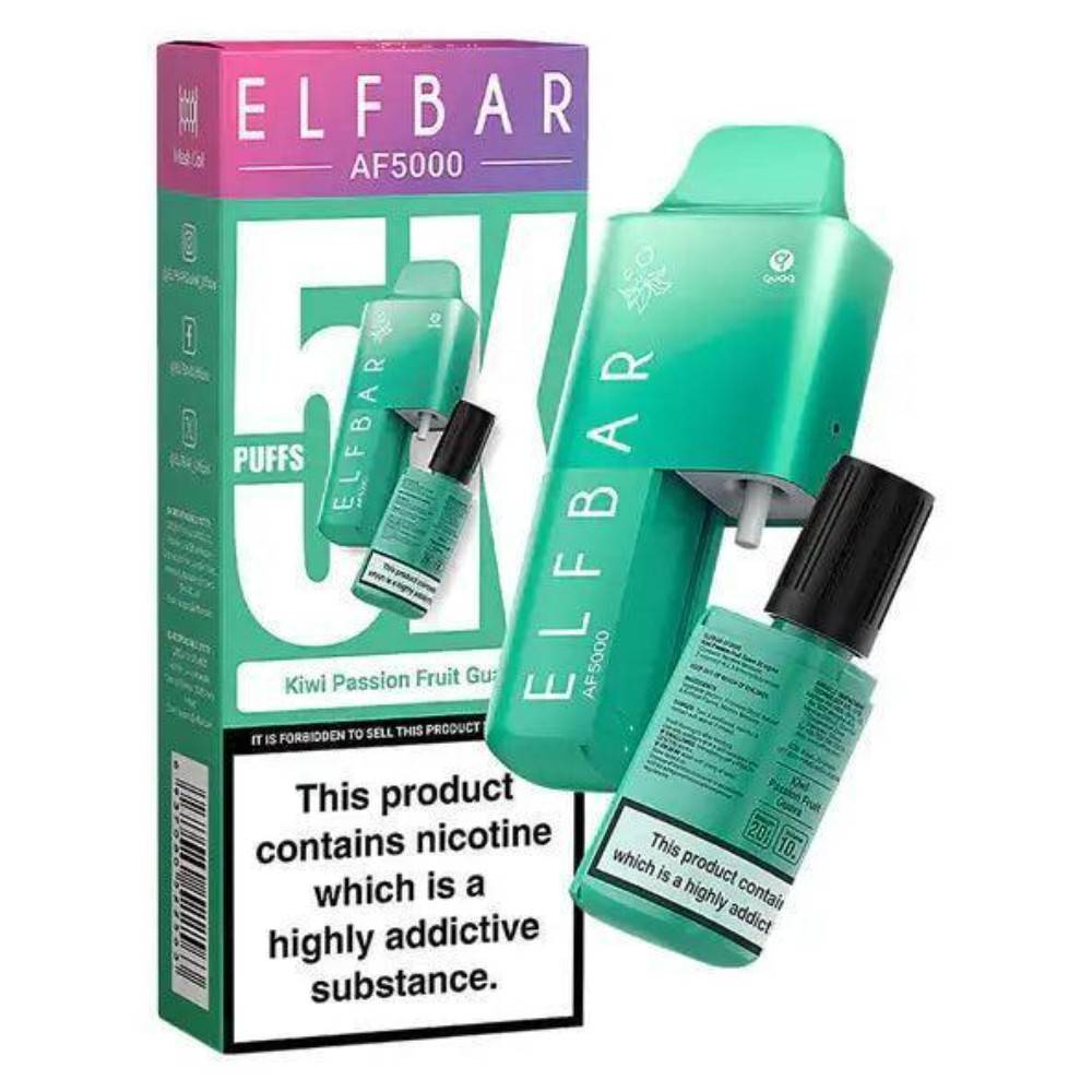 Elf Bar Af5000 Vape Kit Box of 5 Kiwi Passion Fruit Guava