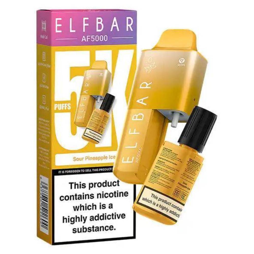 Elf Bar Af5000 Vape Kit Box of 5 Sour Pineapple Ice