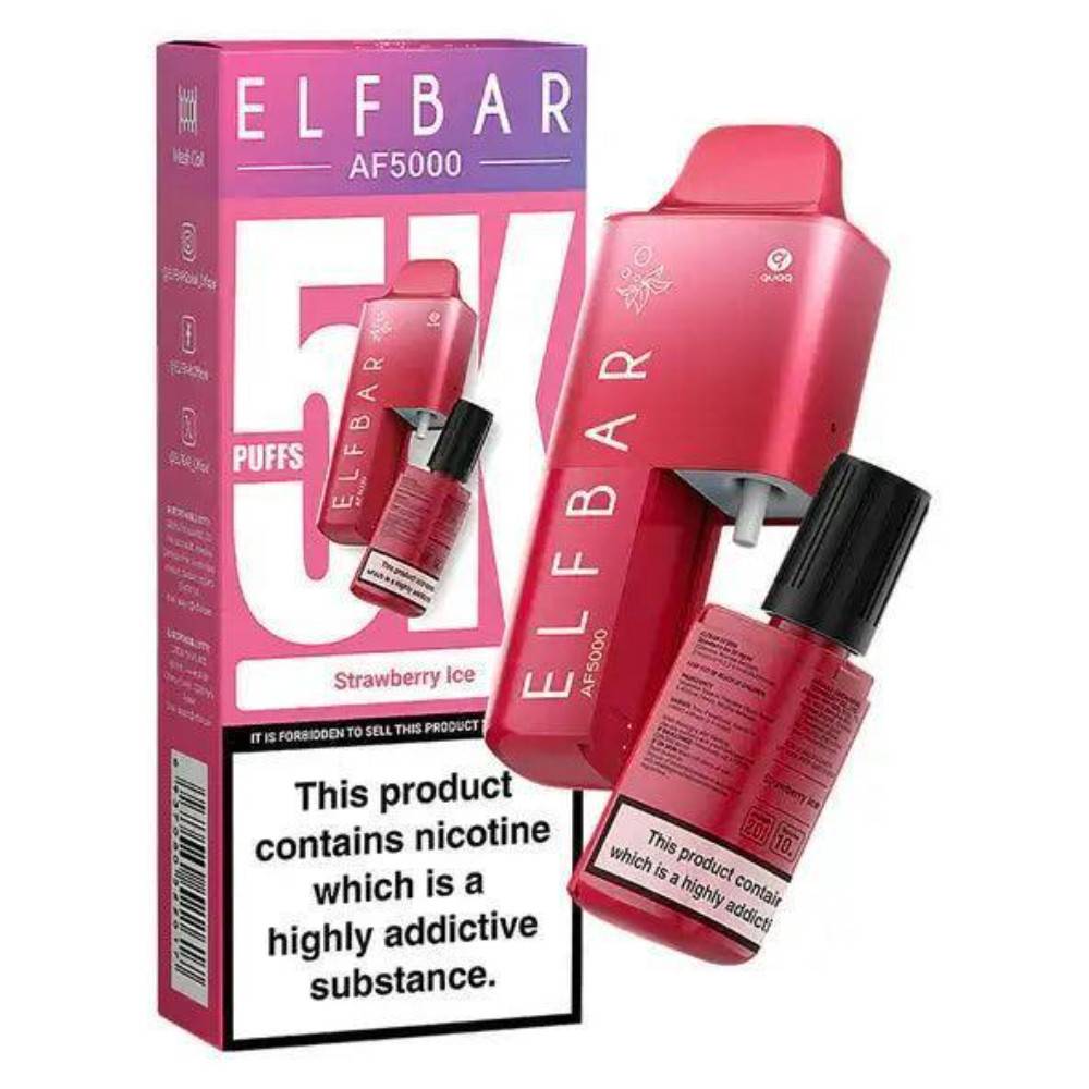 Elf Bar Af5000 Vape Kit Box of 5 Strawberry Ice