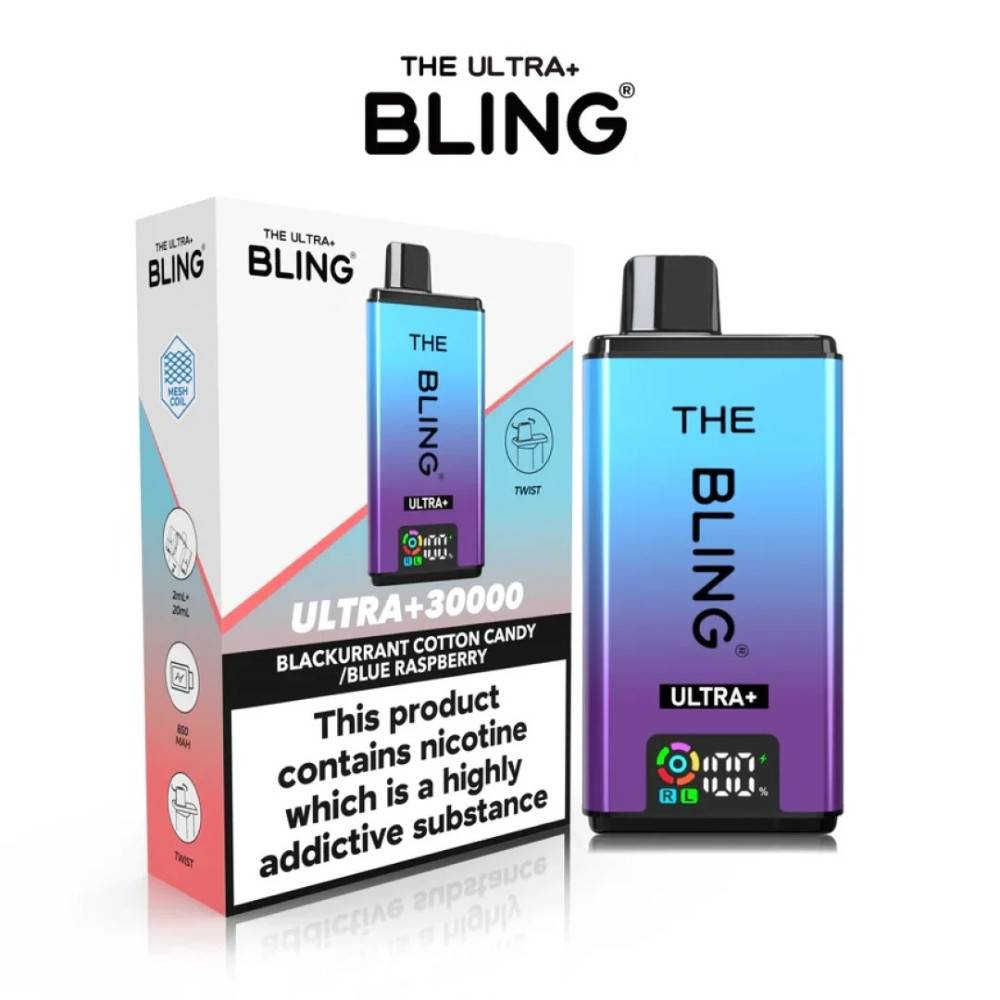 The Crystal Bling Ultra Plus 30k Vape Kit Box of 5 Blackcurrant Cotton Candy / Blue Raspberry