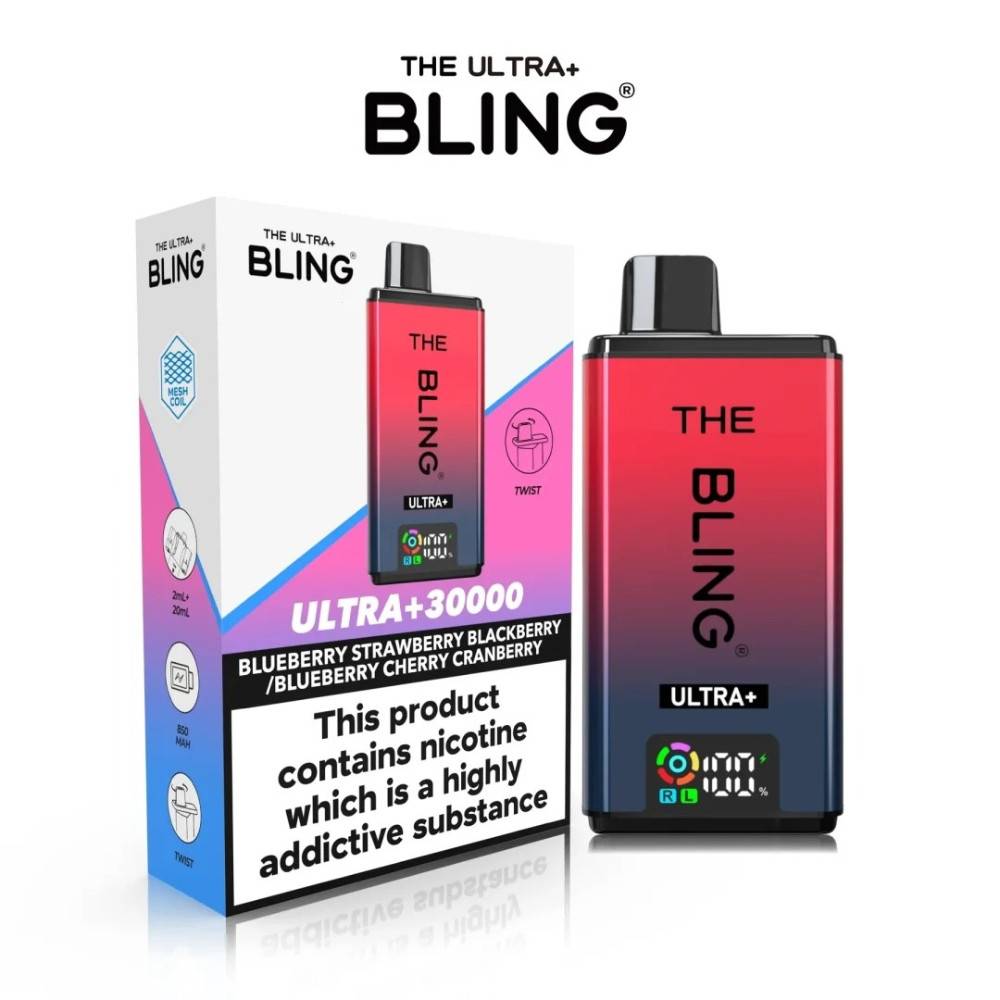 The Crystal Bling Ultra Plus 30k Vape Kit Box of 5 Blueberry Strawberry Blackberry / Blueberry Cherry Cranberry