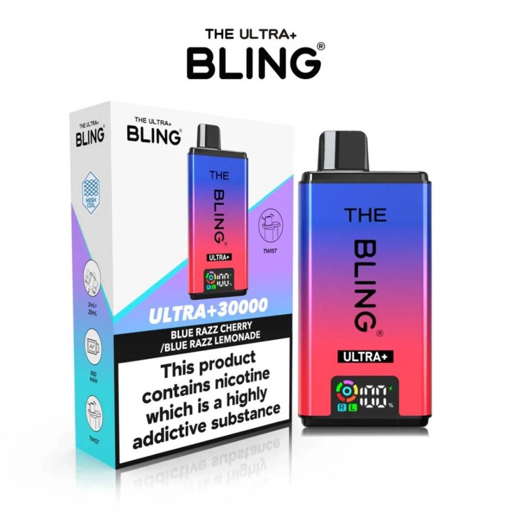 The Crystal Bling Ultra Plus 30k Vape Kit Box of 5 Blue Razz Cherry/Blue Razz Lemonade