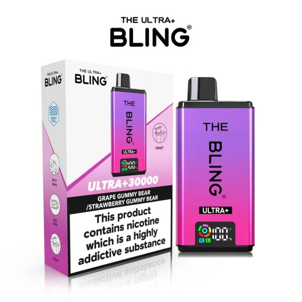 The Crystal Bling Ultra Plus 30k Vape Kit Box of 5 Grape Gummy Bear / Strawberry Gummy Bear