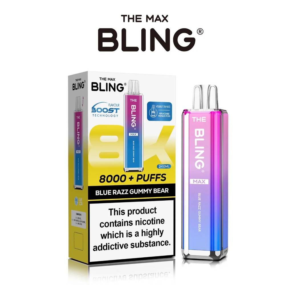 The Crystal Bling Pro Max 10k Vape Kit Box of 5 Blue Razz Gummy Bear