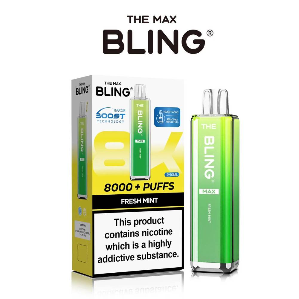 The Crystal Bling Pro Max 10k Vape Kit Box of 5 Fresh Mint