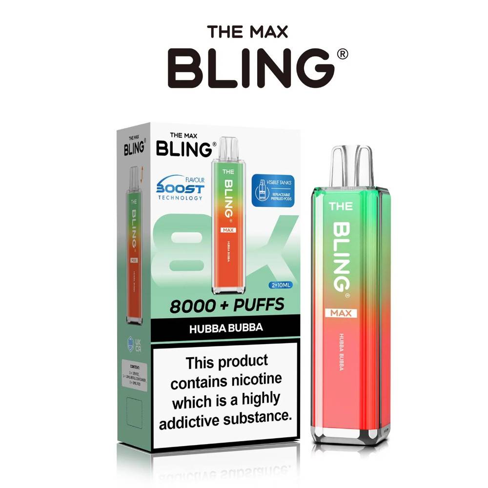 The Crystal Bling Pro Max 10k Vape Kit Box of 5 Hubba Bubba
