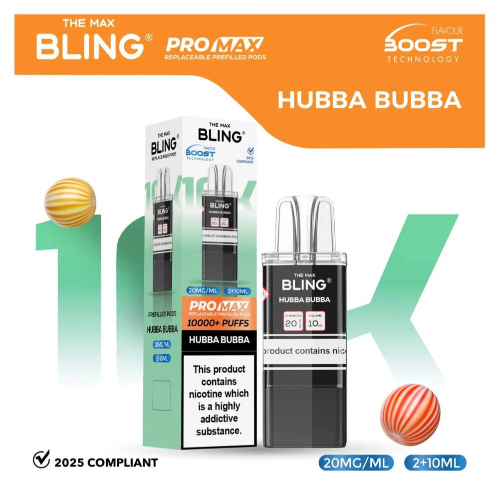 The Crystal Bling Pro Max 10k Pods Pack of 5 Hubba Bubba