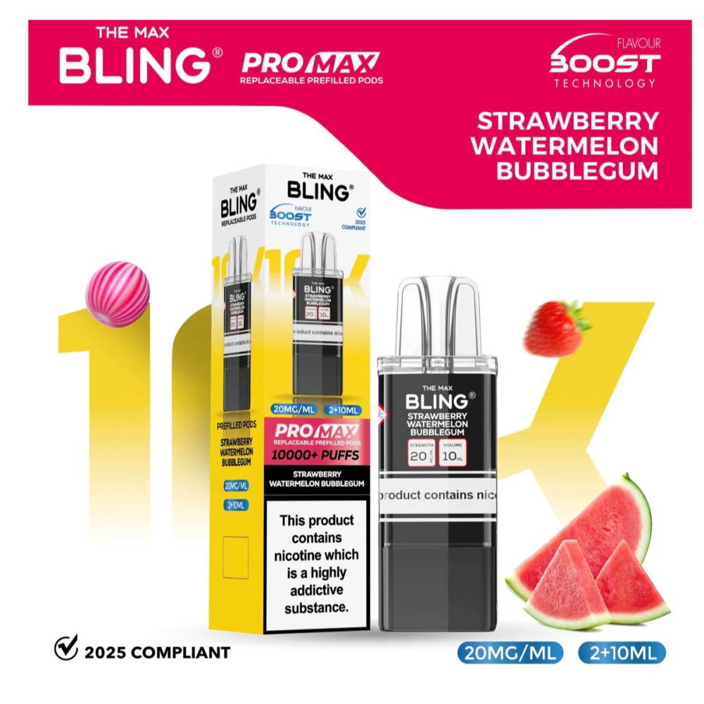 The Crystal Bling Pro Max 10k Pods Pack of 5 Strawberry Watermelon Bubble Gum