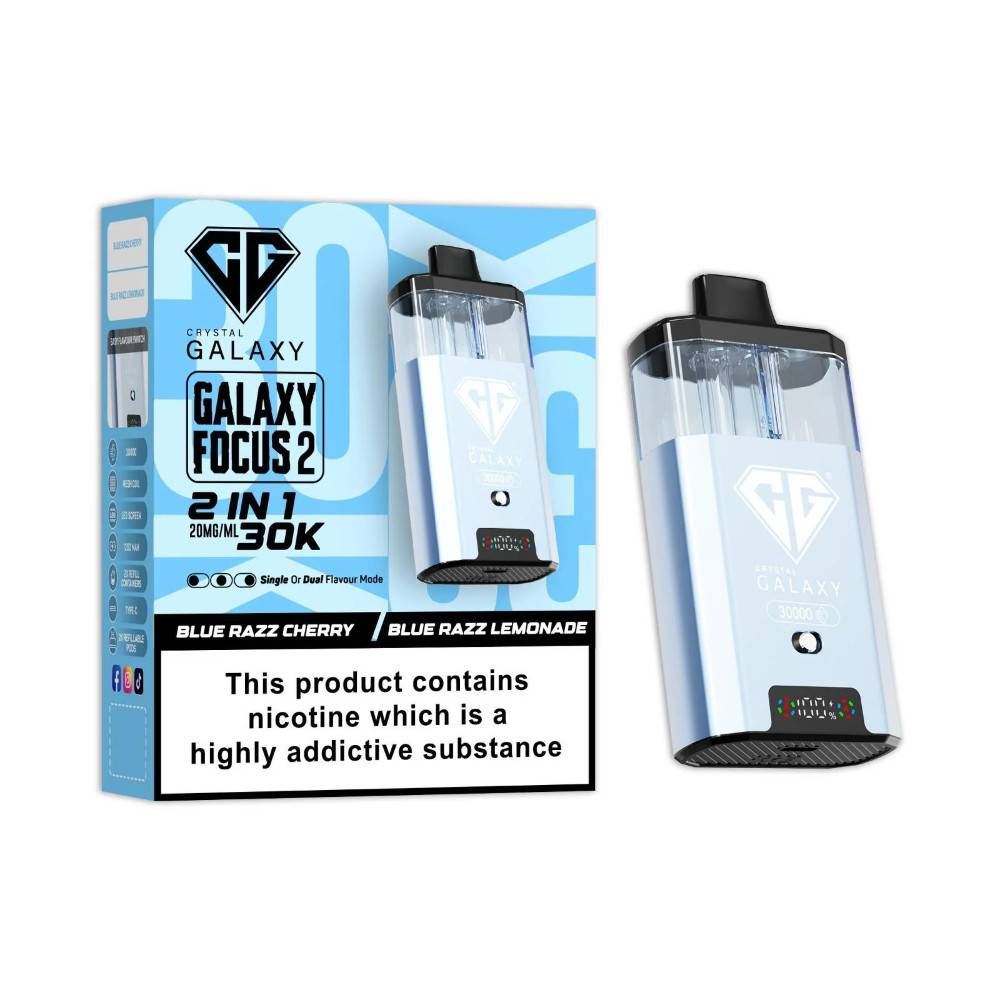 Crystal Galaxy 30k Focus 2 Vape Kit Box of 5 Blue Razz Cherry/Blue Razz Lemonade