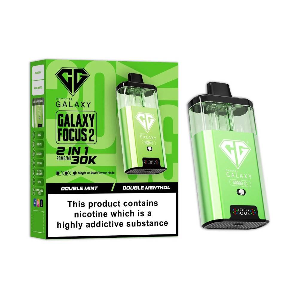 Crystal Galaxy 30k Focus 2 Vape Kit Box of 5 Double Mint/Double Menthol