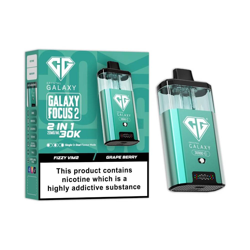 Crystal Galaxy 30k Focus 2 Vape Kit Box of 5 Fizzy Vim2/Grape Berry