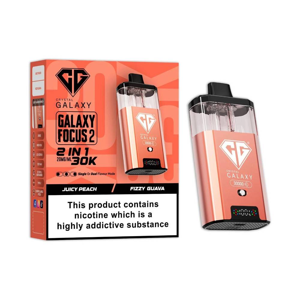 Crystal Galaxy 30k Focus 2 Vape Kit Box of 5 Juicy Peach/Fizzy Guava