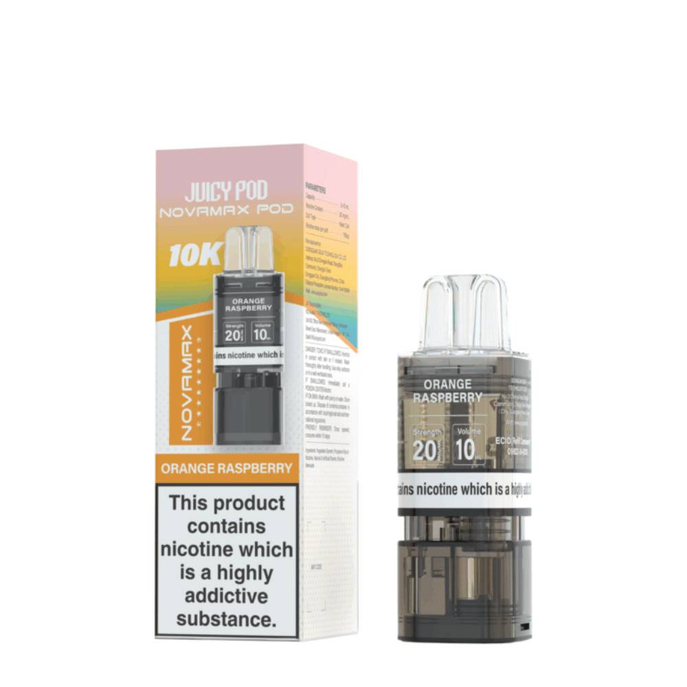 Juicy Pod Novamax 10K Pods Pack of 10 Orange Raspberry