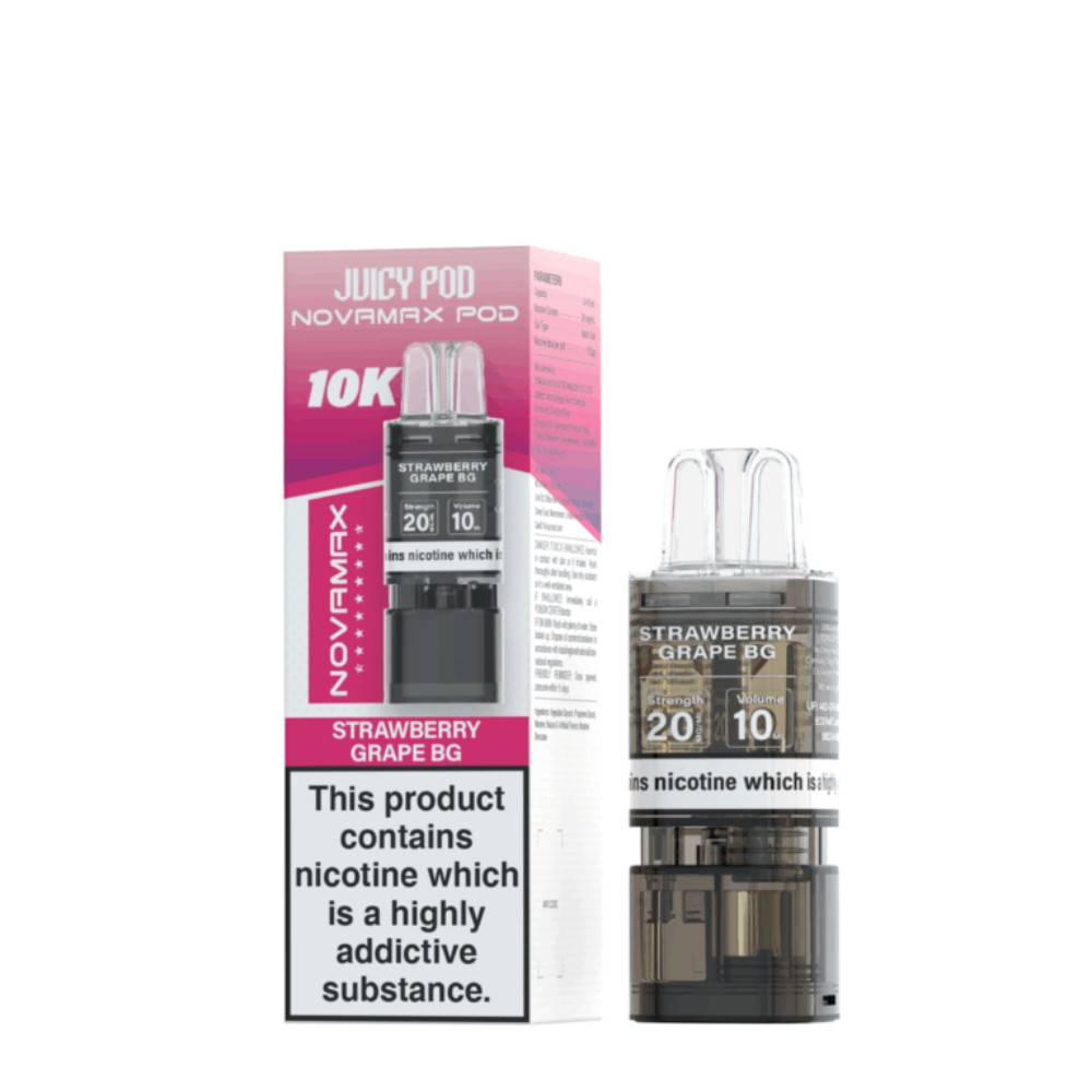 Juicy Pod Novamax 10K Pods Pack of 10 Strawberry Grape GB