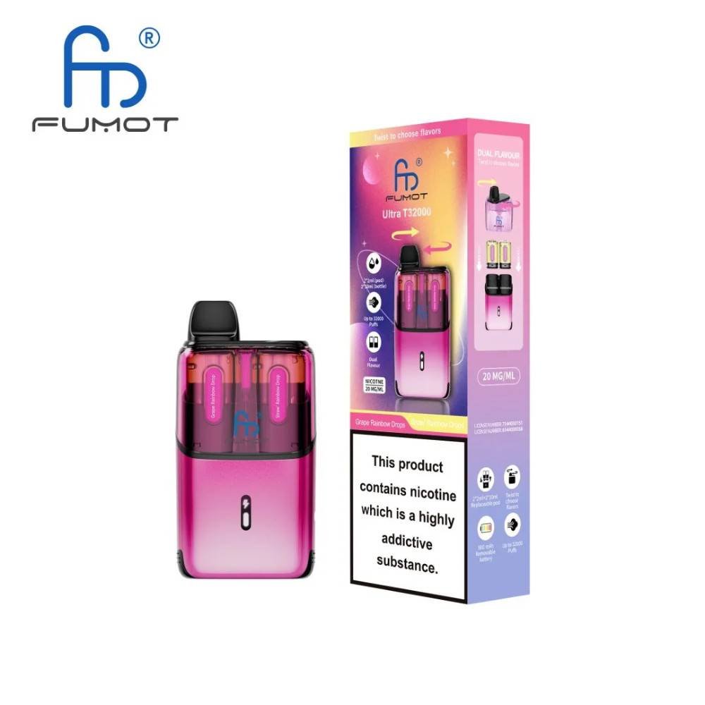 RandM Fumot Ultra T32000 Vape Kit Box of 5 Grape Rainbow Drops / Straw Rainbow Drops