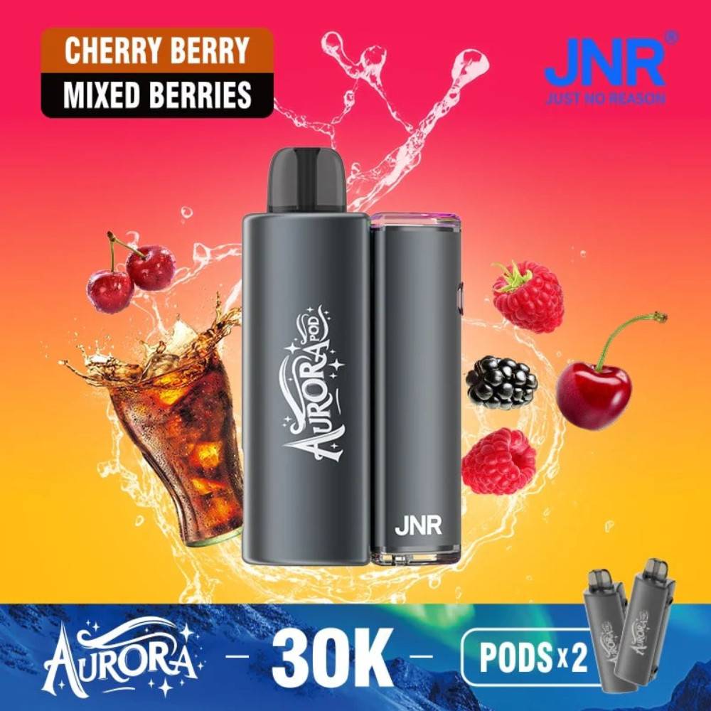 JNR Aurora 30k Prefilled Vape Kit Box of 5 Fizzy Cherry Cola / Blackberry Red Raspberry