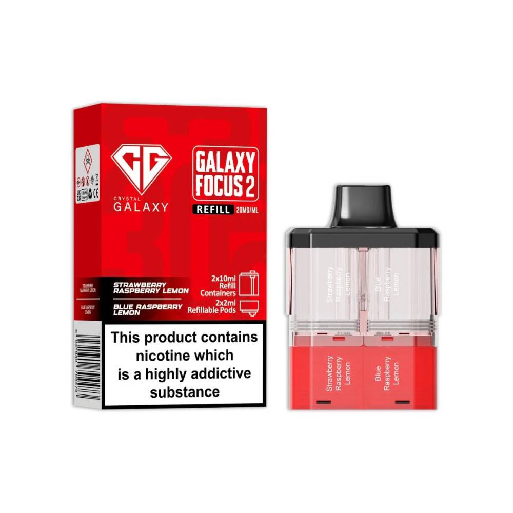 Crystal Galaxy 30k Focus 2 Pods Pack of 5 Strawberry Raspberry Lemon / Blueberry Raspberry Lemon