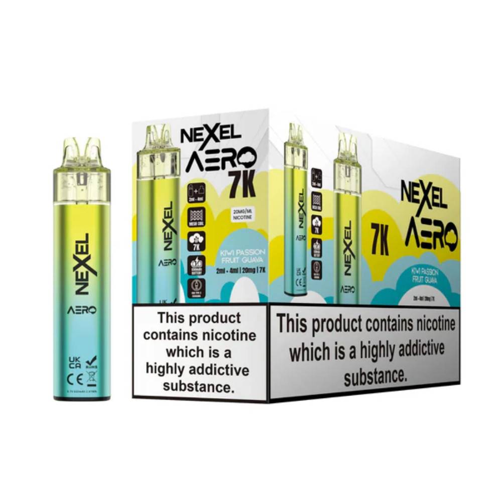 Nexel Aero 7k Prefilled Vape Kit Box of 5 Kiwi Passionfruit Guava