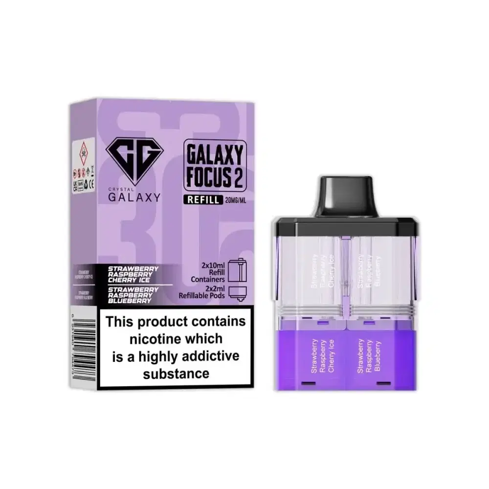 Crystal Galaxy Focus 6k Pods Pack of 5 Strawberry Raspberry Cherry Ice / Strawberry Raspberry Blueberry