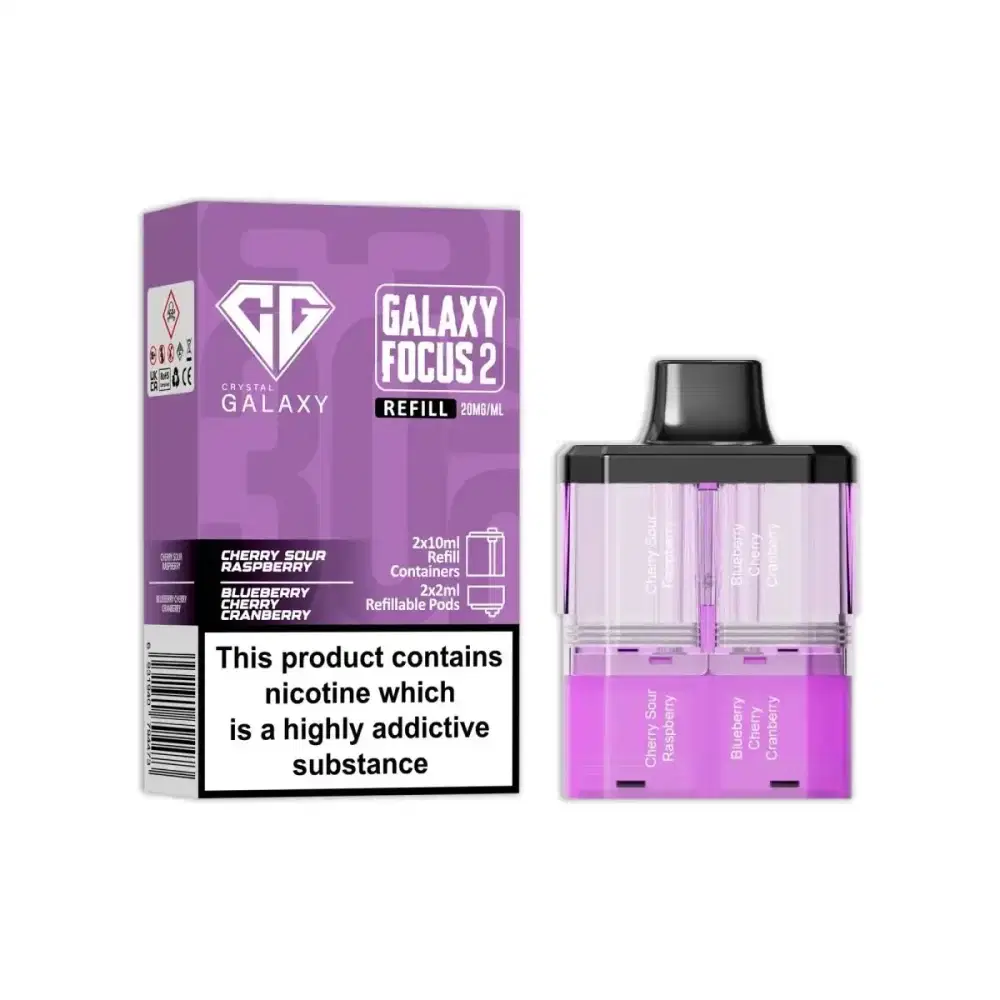 Crystal Galaxy Focus 6k Pods Pack of 5 Cherry Sour Raspberry / Blueberry Cherry Cranberry