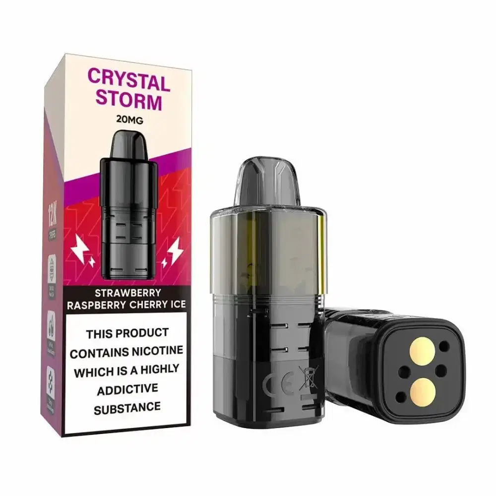 Crystal Strom Bar 12k Pods Pack of 5 Strawberry Raspberry Cherry Ice