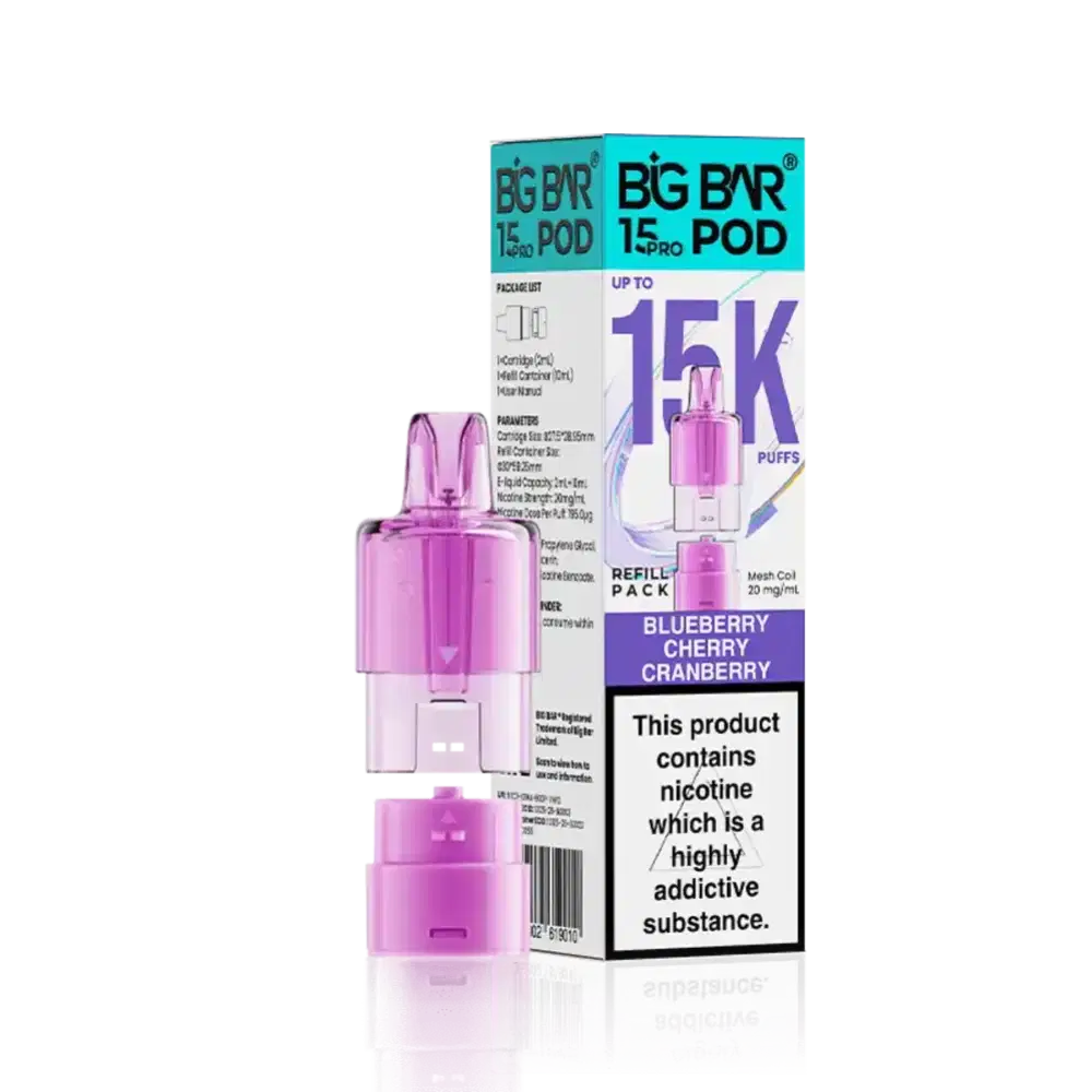 Big Bar Pro 15k Pods Pack of 5 Blueberry Cherry Cranberry