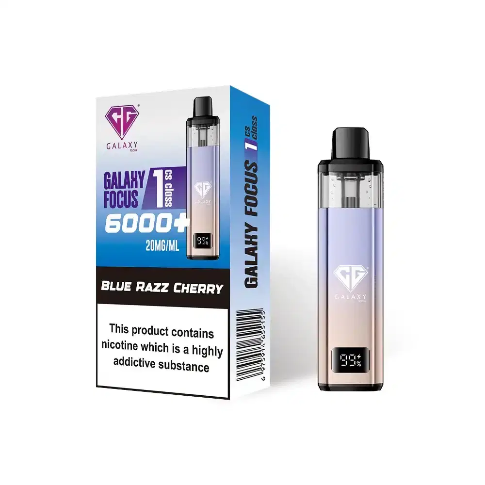 Crystal Galaxy Focus 6k Vape Kit Box of 5 Blue Razz Cherry