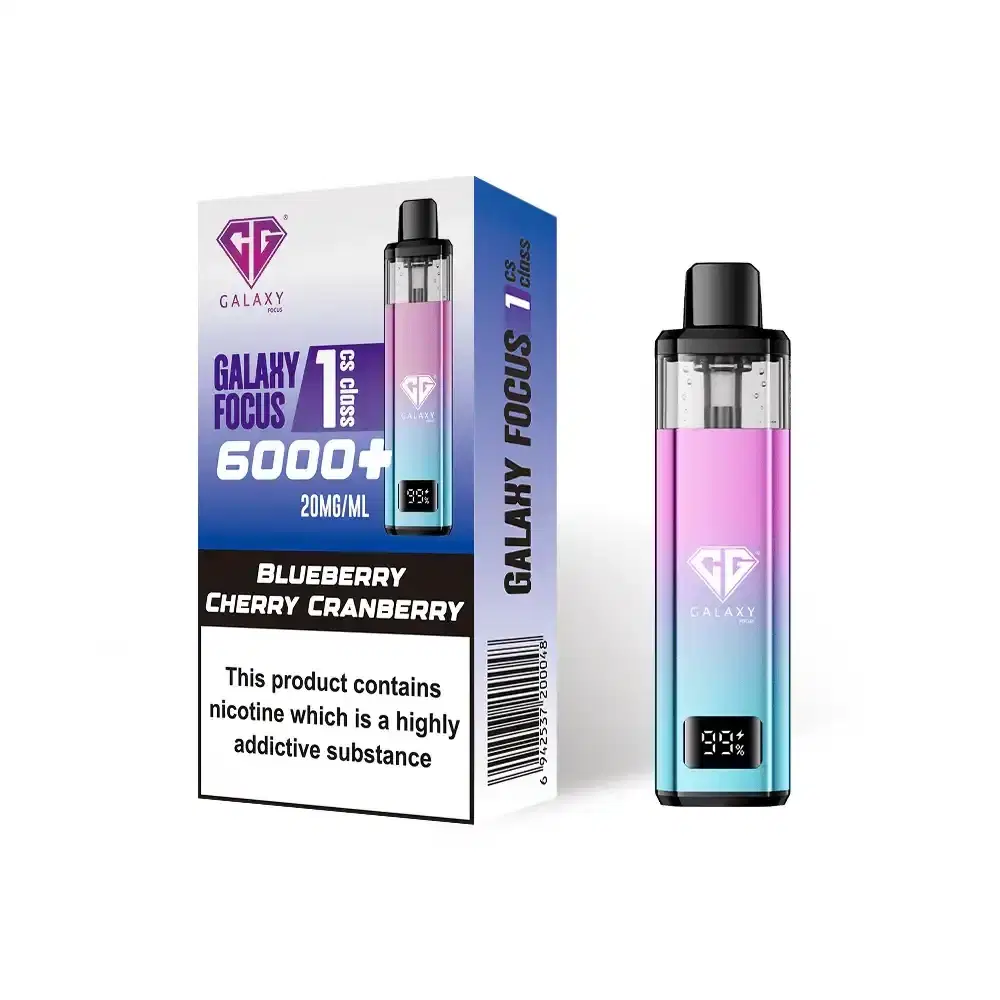 Crystal Galaxy Focus 6k Vape Kit Box of 5 Blueberry Cherry Cranberry