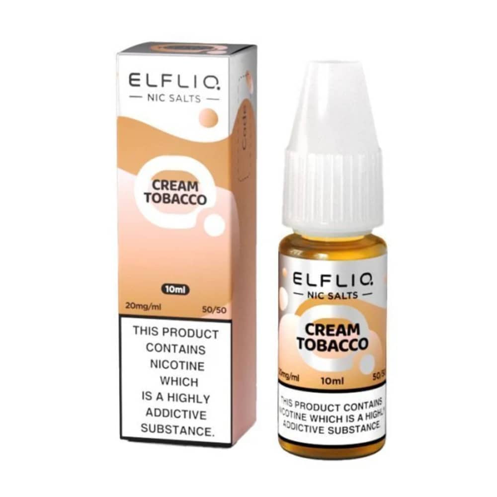 Elf Bar Elfliq Nic Salt E-Liquids 10ml Box of 10 Cream Tobacco 10mg