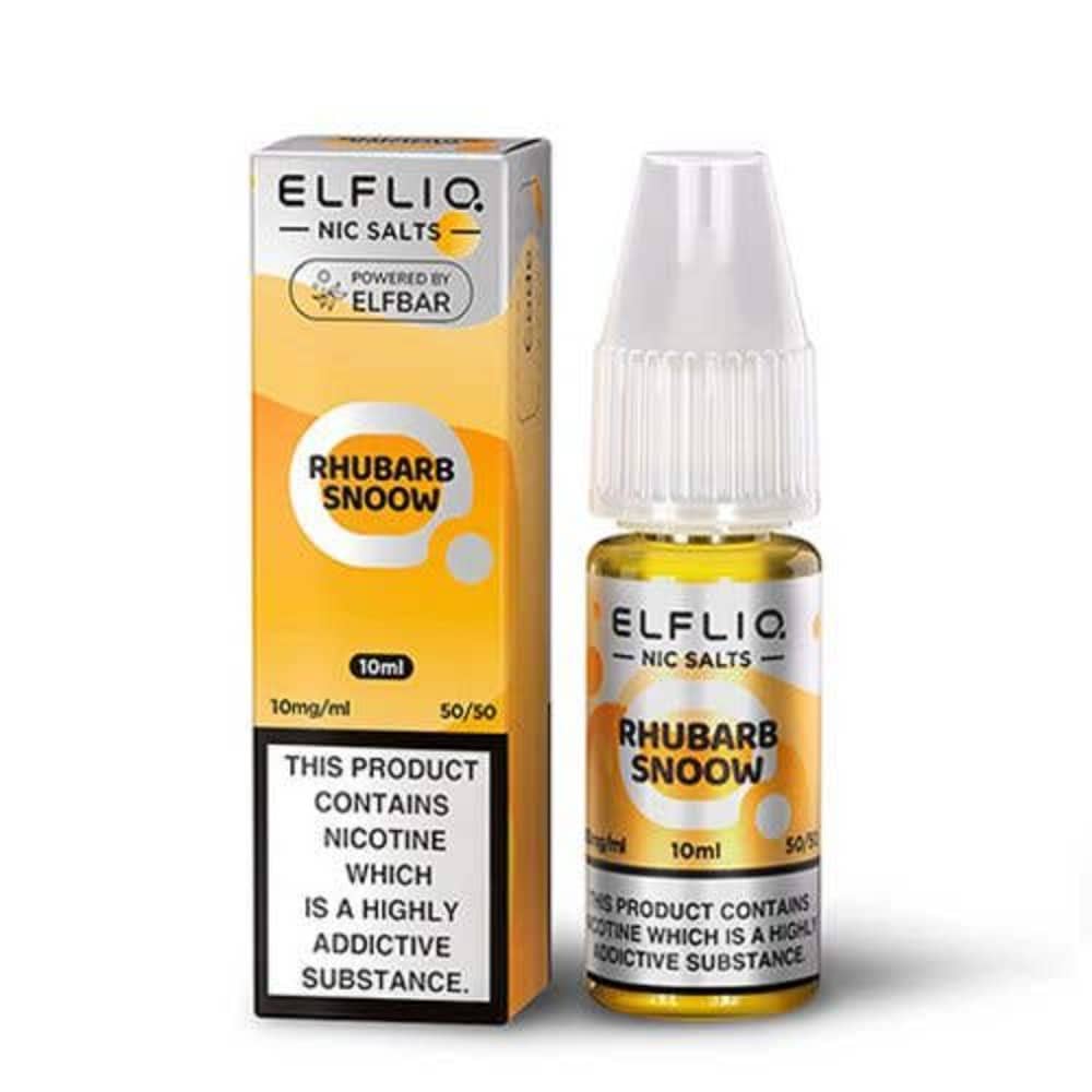 Elf Bar Elfliq Nic Salt E-Liquids 10ml Box of 10 Rhubarb Snoow 10mg
