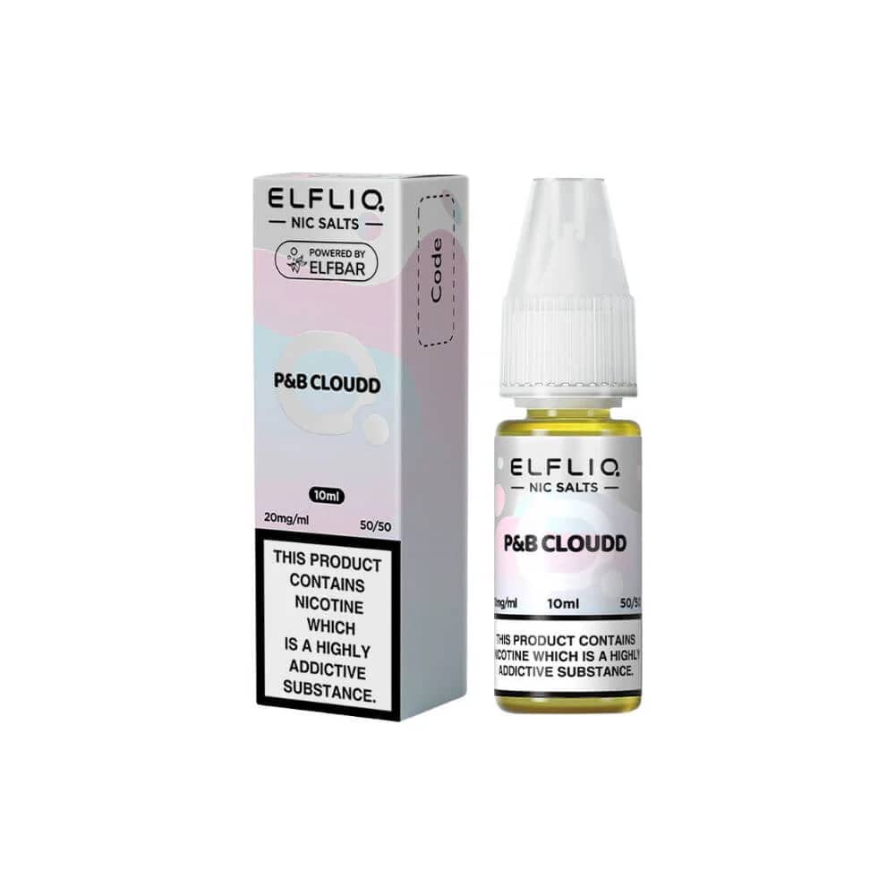 Elf Bar Elfliq Nic Salt E-Liquids 10ml Box of 10 P&B Cloudd 10mg