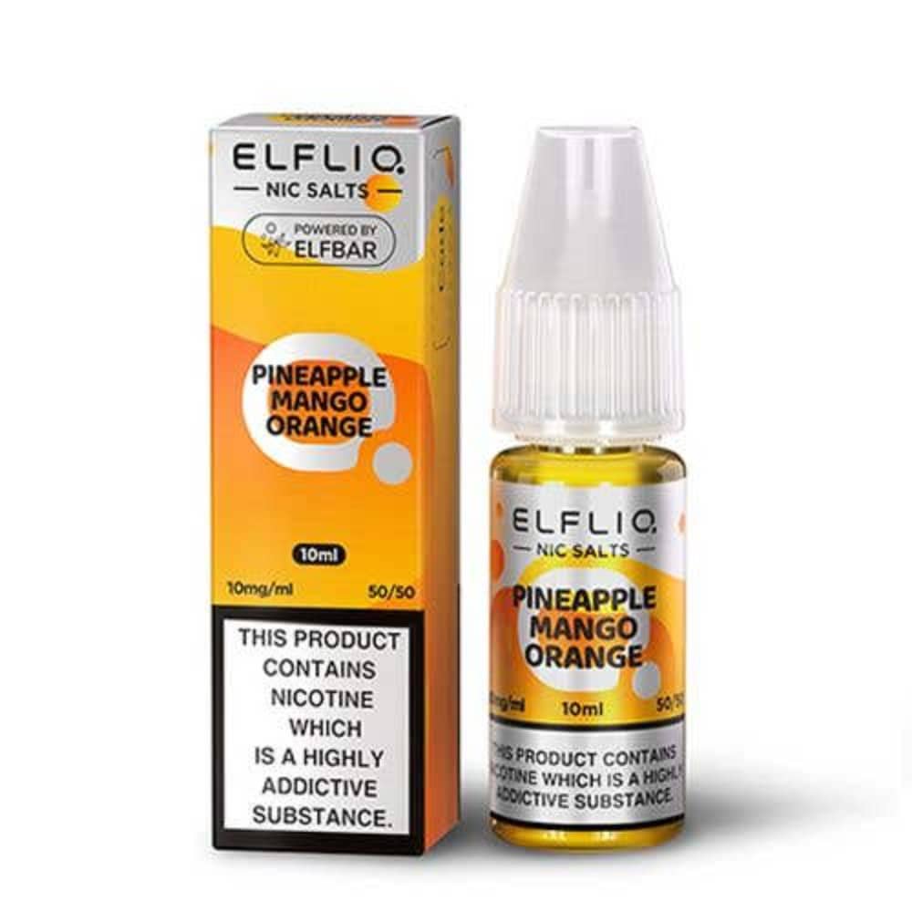 Elf Bar Elfliq Nic Salt E-Liquids 10ml Box of 10 Pineapple Mango Orange 20mg