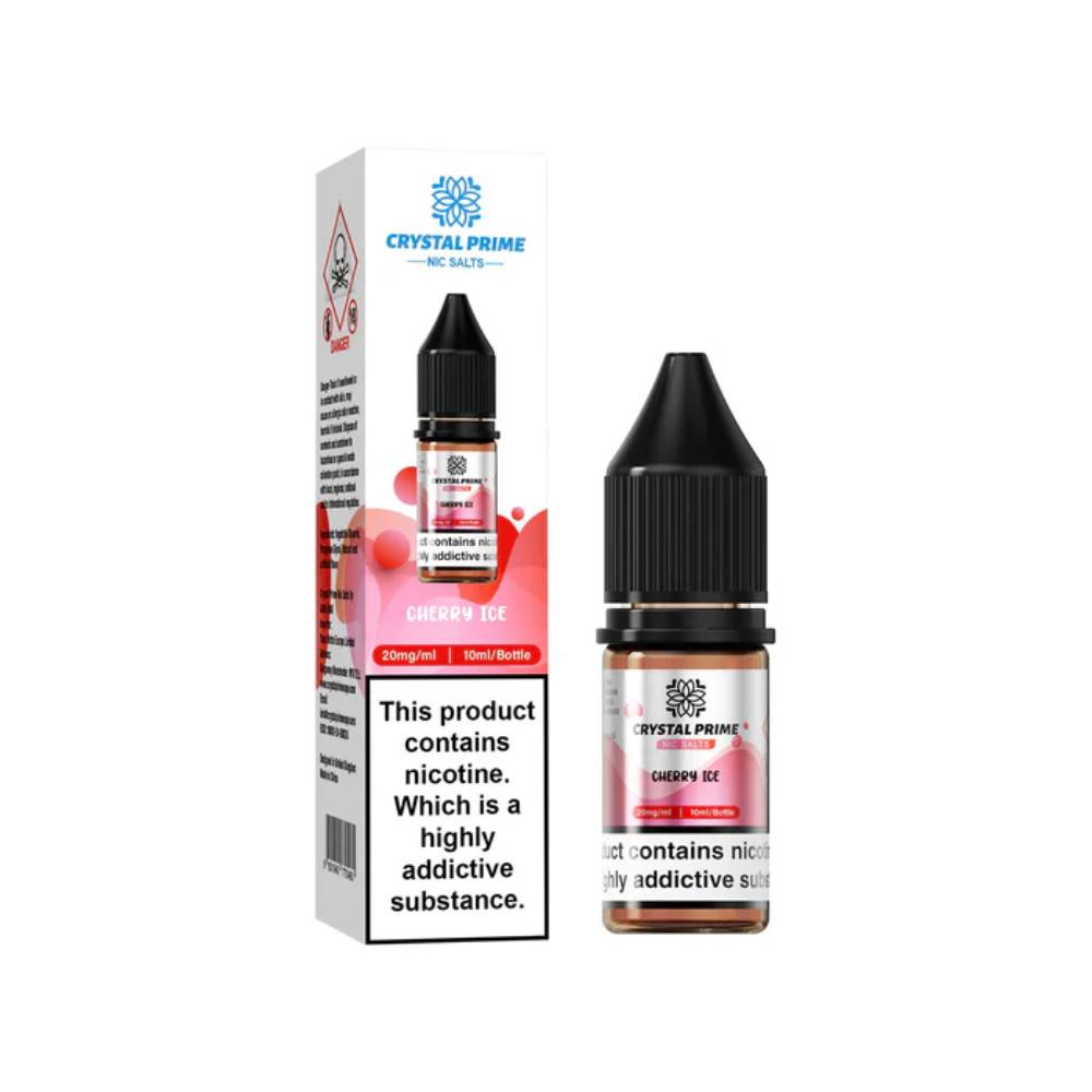 Crystal Prime Nic Salts E-Liquids 10ml Box of 10 Cherry Ice 10mg