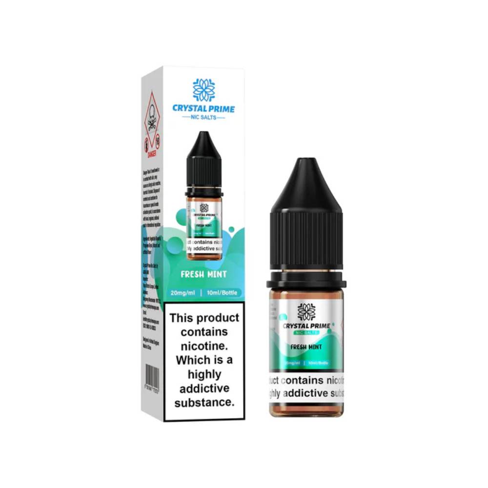 Crystal Prime Nic Salts E-Liquids 10ml Box of 10 Fresh Mint 10mg