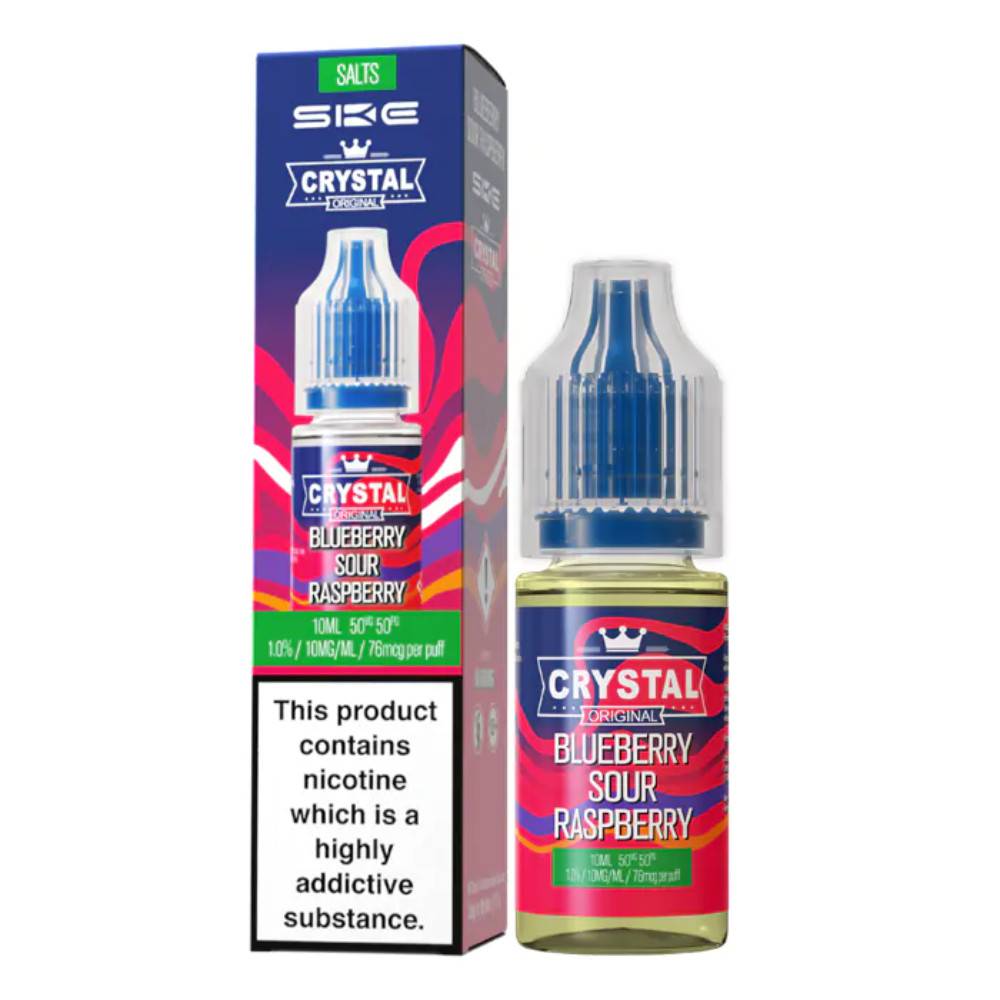 Ske Crystal Nic Salts E-Liquids 10ml Box of 10 Blueberry Sour Raspberry 10mg