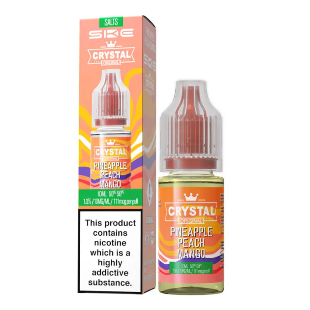 Ske Crystal Nic Salts E-Liquids 10ml Box of 10 Pineapple Peach Mango 10mg